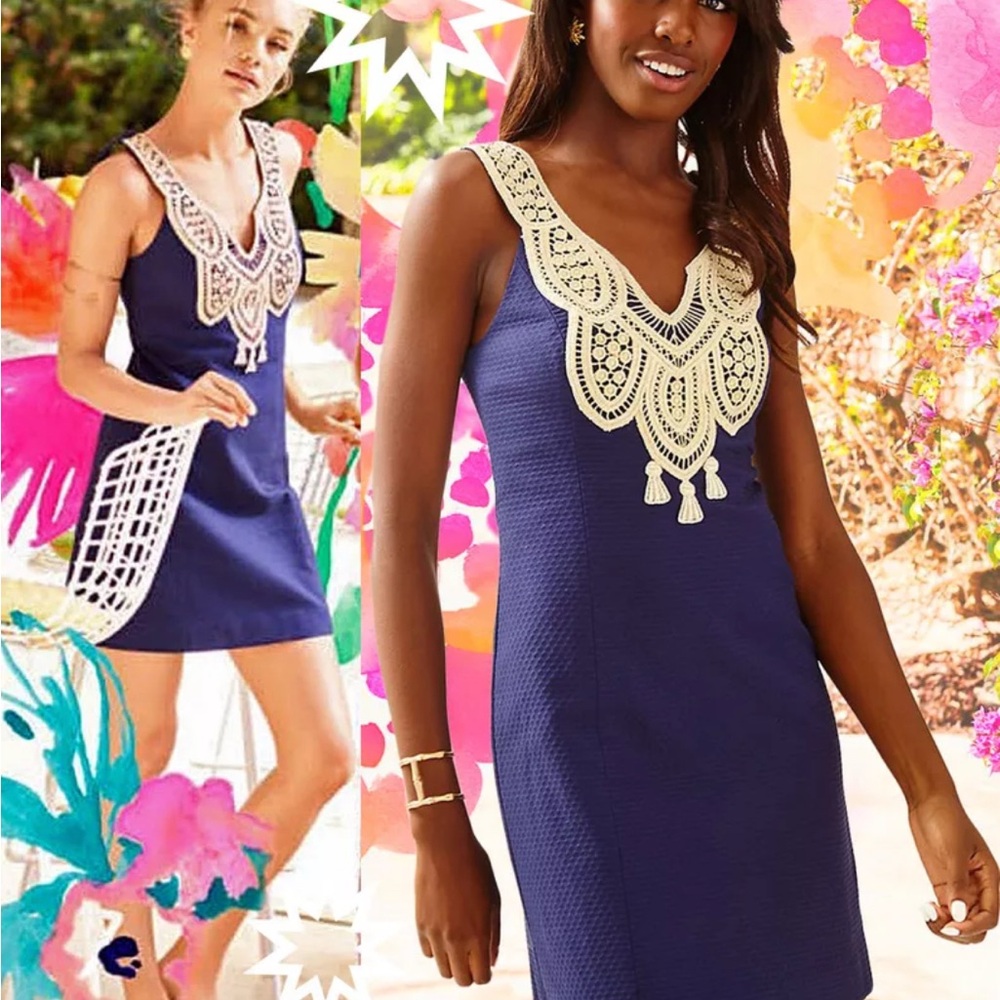 Elegant Navy and Cream Women's Swim Dress